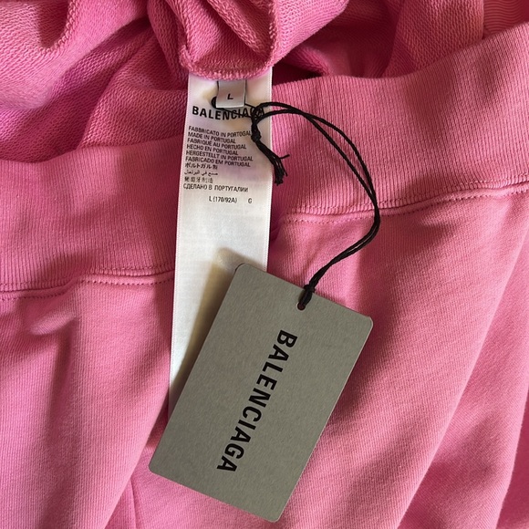 Balenciaga Pink logo-print cotton hoodie in size Large - Picture 14 of 16
